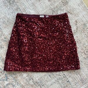GAP Red Sequin Mini Skirt